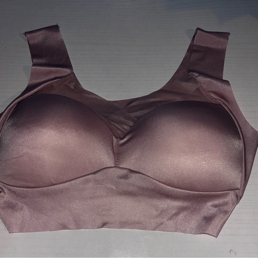 Mauve Padded Seamless Bralette with Wide Straps